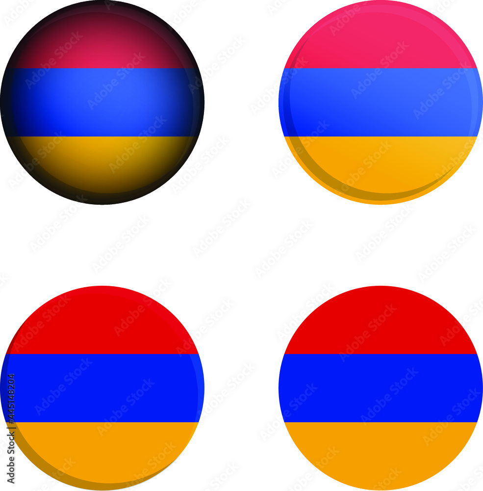 Round Country Flag in different styles disc badge vector illustration armenia Round Country Flag in different styles disc badge vector illustration armenia