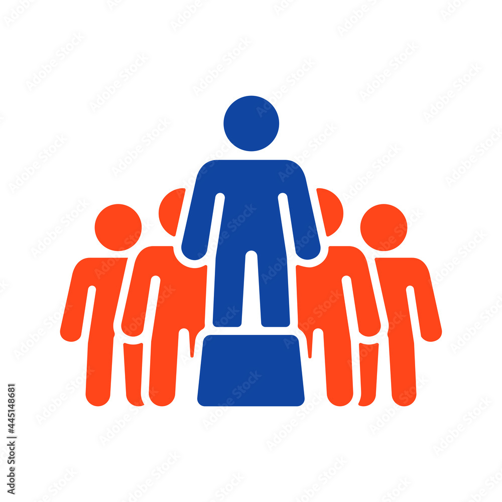 Person speaking in front of crowds glyph icon Person speaking in front of crowds glyph icon
