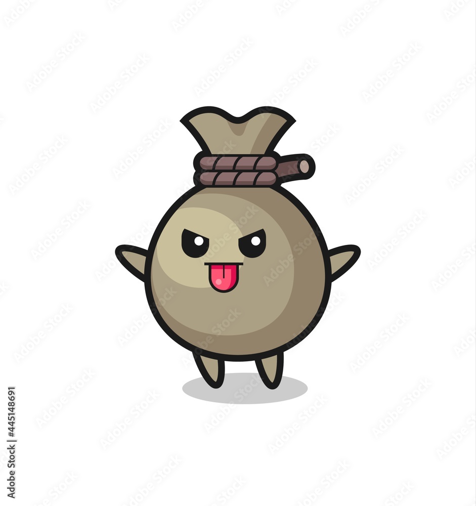 naughty money sack character in mocking pose naughty money sack character in mocking pose