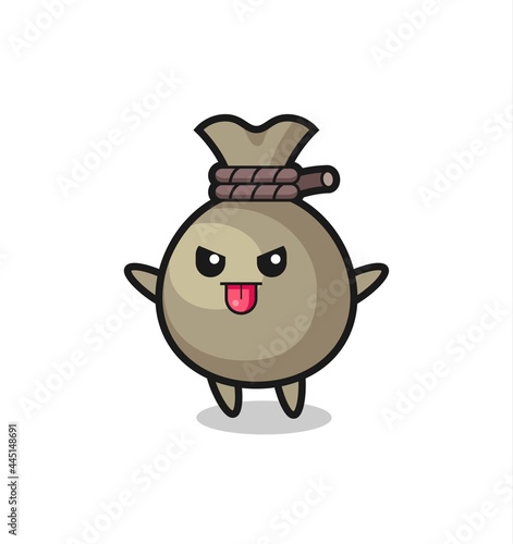 naughty money sack character in mocking pose