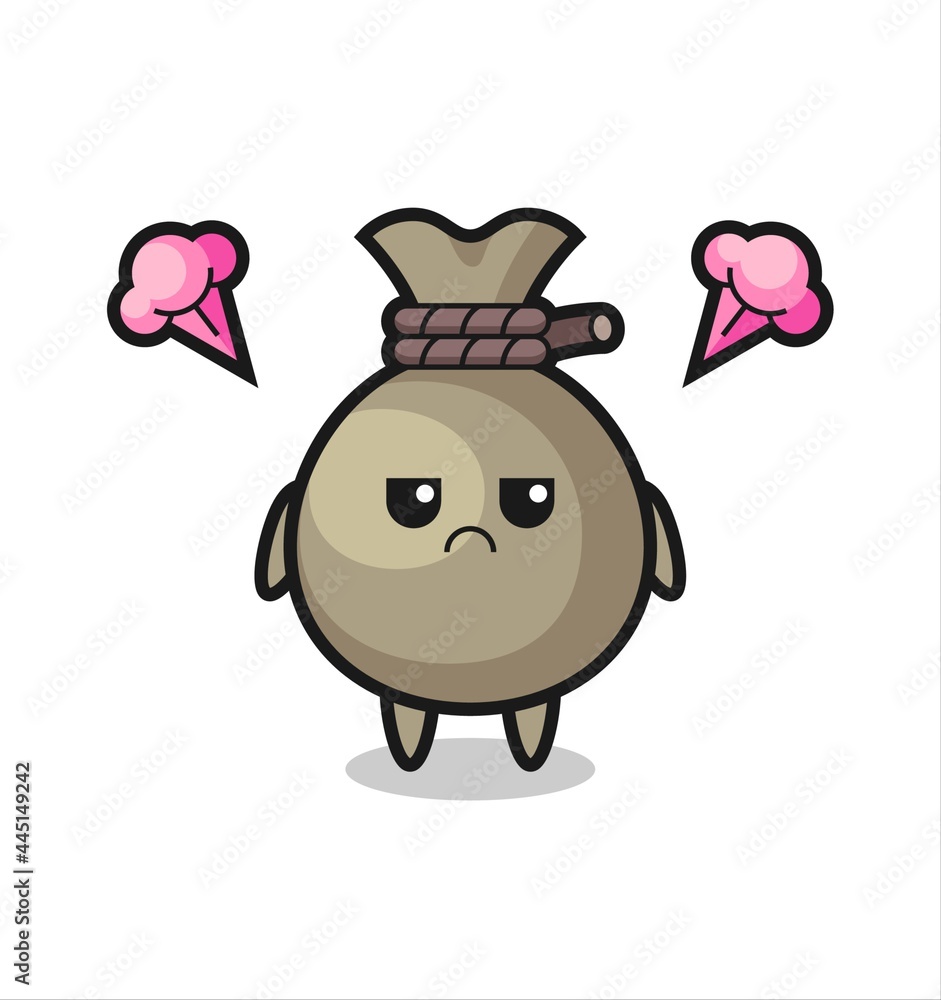 Fototapeta premium annoyed expression of the cute money sack cartoon character