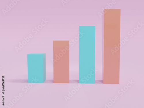 Business graph 3d render illustration. Growth chart report symbol for progress.