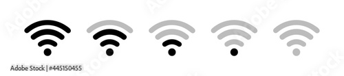 Wi-Fi wireless signal icon set. Different levels of communication. Wi-Fi button. Vector illustration.