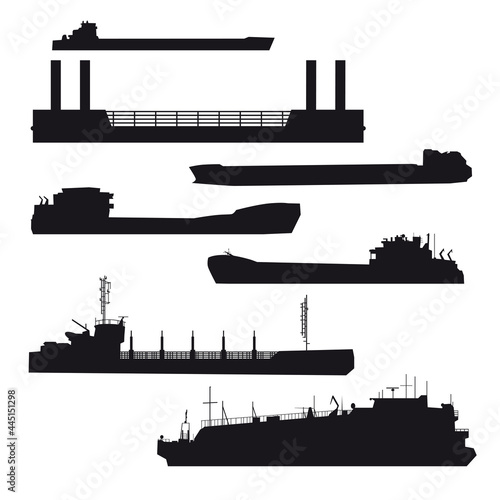 Black  set icon silhouettes of barges