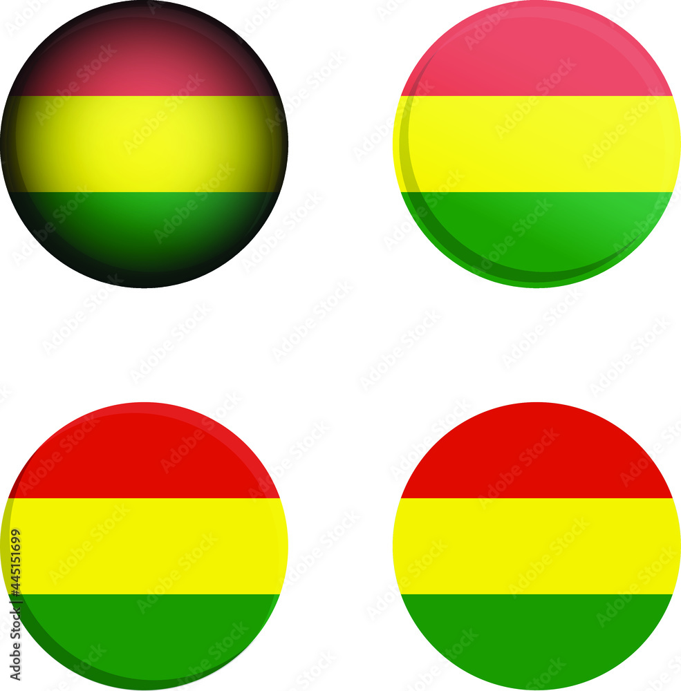 Round Country Flag in different styles disc badge vector illustration Bolivia Round Country Flag in different styles disc badge vector illustration Bolivia