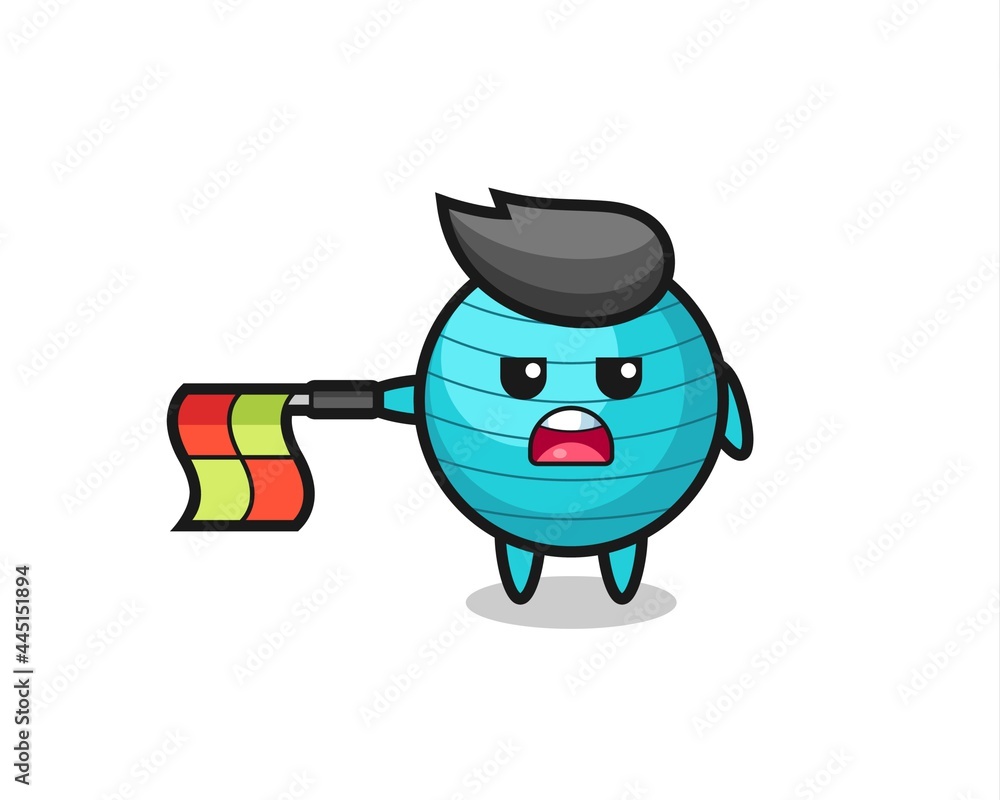 exercise ball character as line judge hold the flag straight horizontally exercise ball character as line judge hold the flag straight horizontally