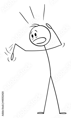 Person With Broken Arm, Vector Cartoon Stick Figure Illustration