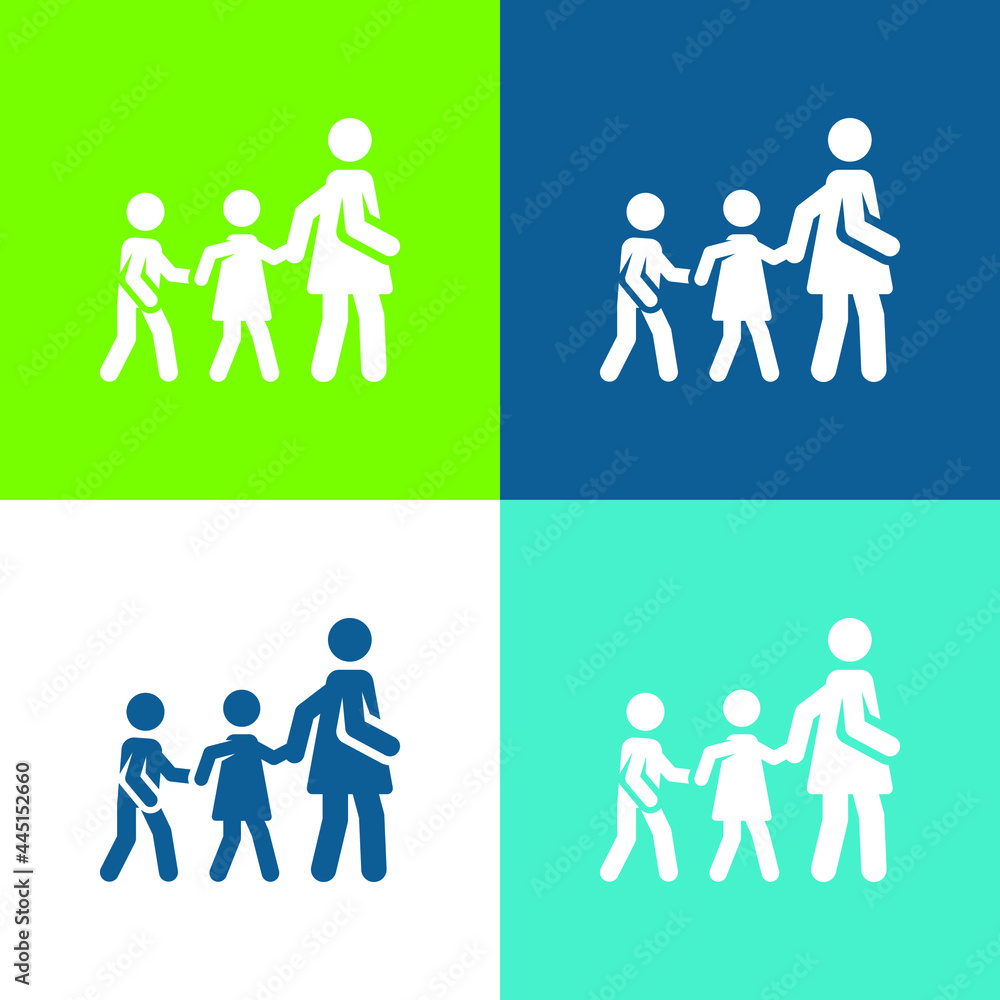 Babysitter Flat four color minimal icon set Babysitter Flat four color minimal icon set