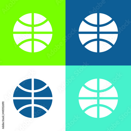 Basketball Flat four color minimal icon set