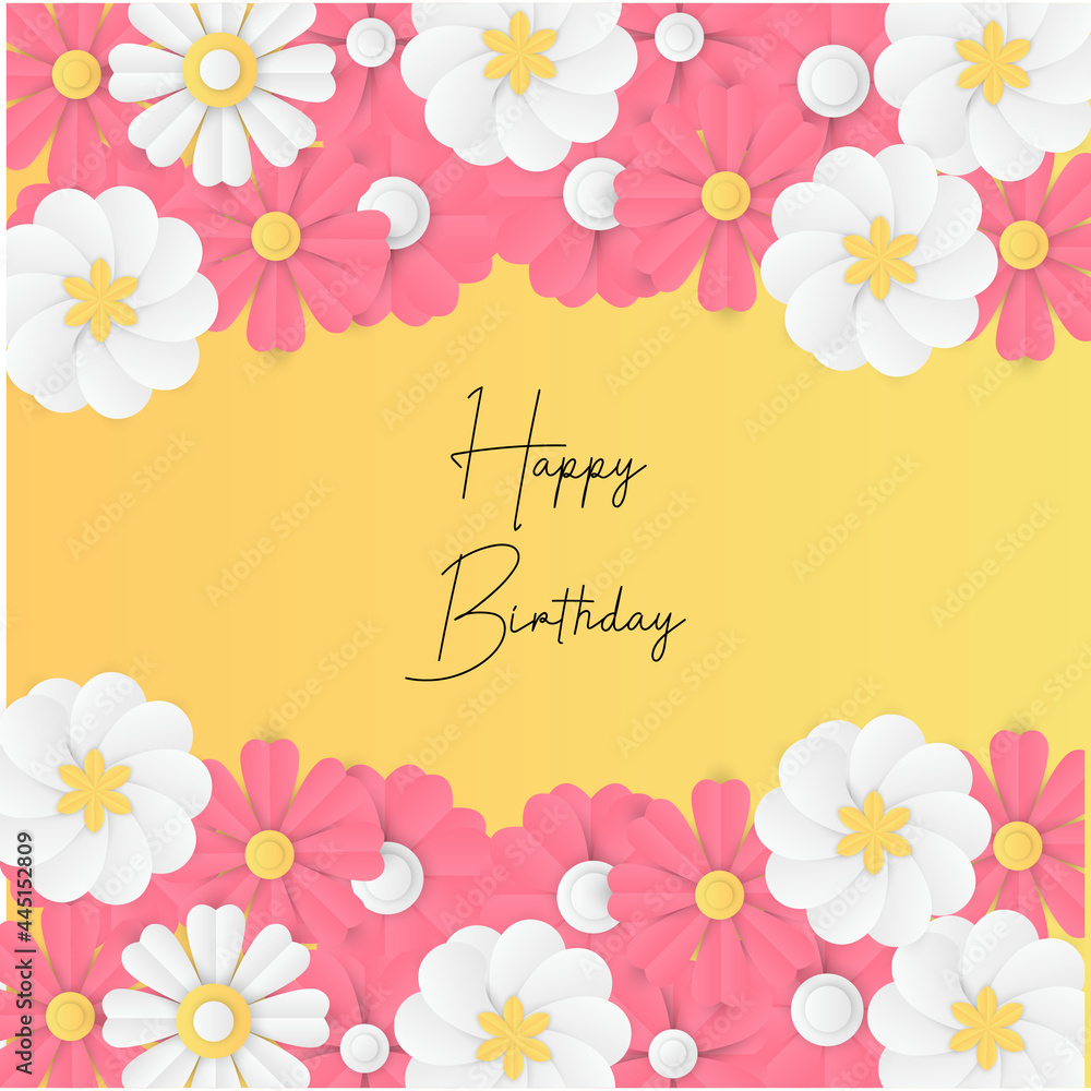 Blue Happy Mothers Day. Brilliant stones. Paper cut flower. Rectangle frame. Paper art of sakura tree and cherry blossom in spring forest with place for your text space. Graphic design for spring.