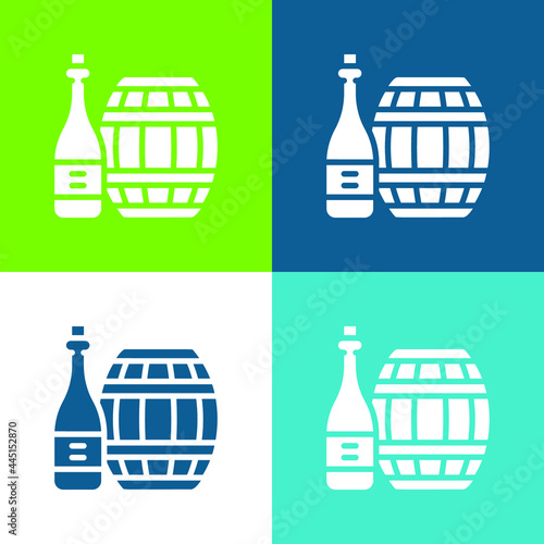 Barrel Flat four color minimal icon set