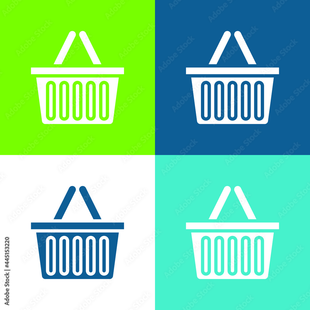 Basket Flat four color minimal icon set Basket Flat four color minimal icon set
