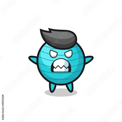 wrathful expression of the exercise ball mascot character