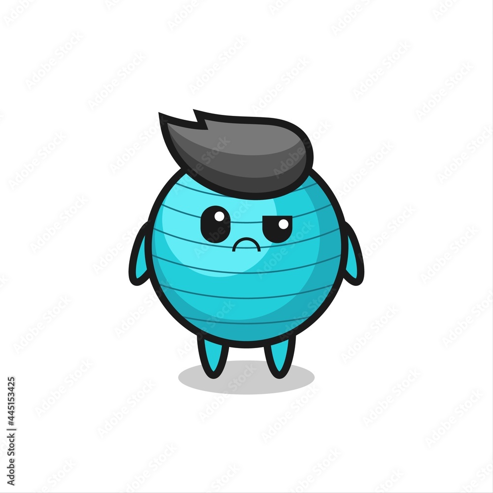 the mascot of the exercise ball with sceptical face the mascot of the exercise ball with sceptical face