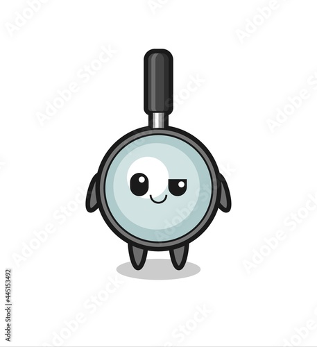 magnifying glass cartoon with an arrogant expression