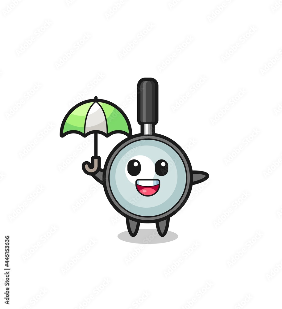 cute magnifying glass illustration holding an umbrella cute magnifying glass illustration holding an umbrella