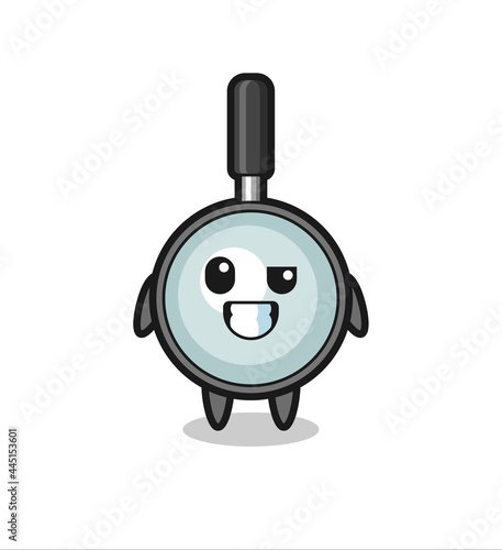 cute magnifying glass mascot with an optimistic face