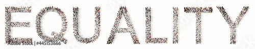 Fotografi Concept or conceptual large community of people forming EQUALITY message