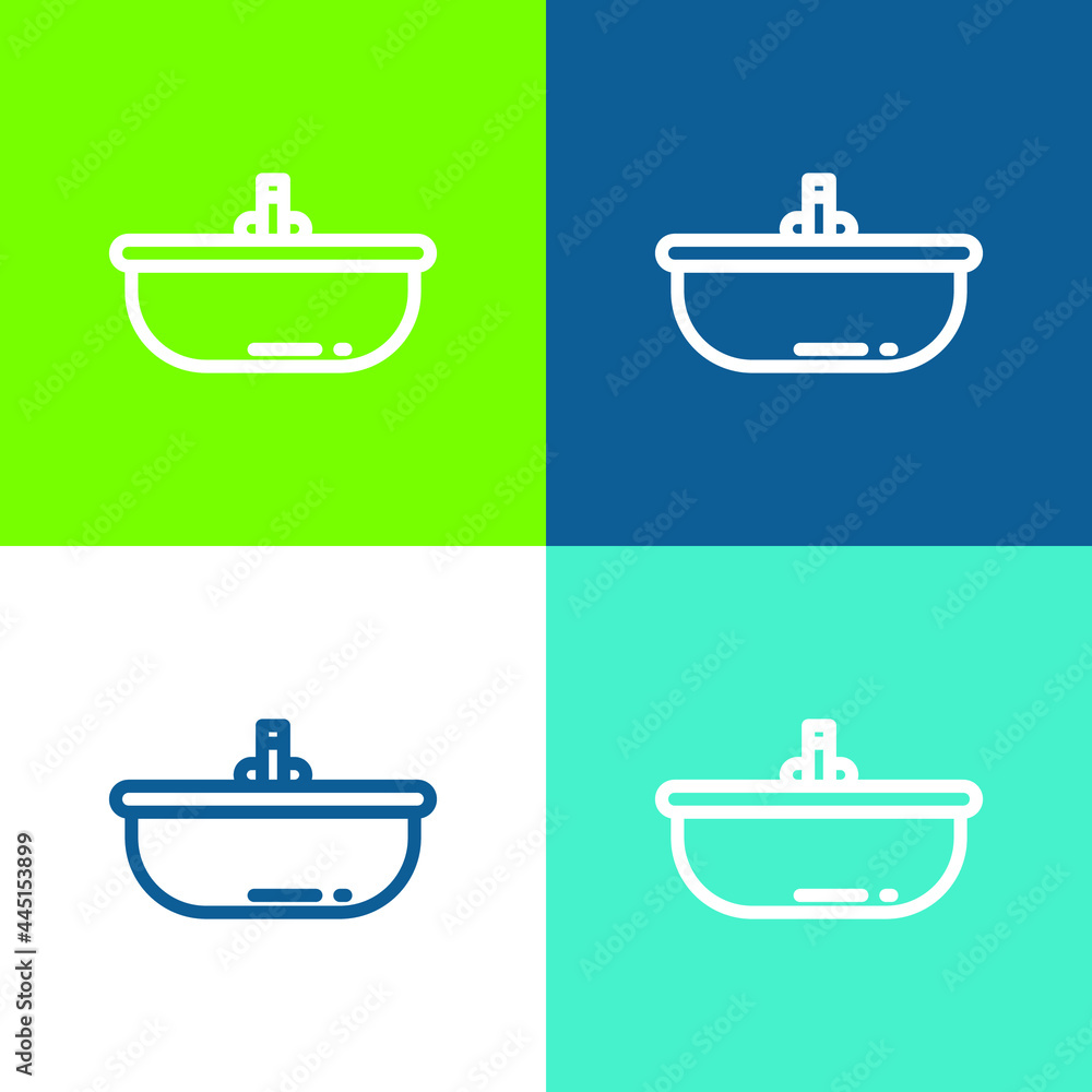 Bathtub Flat four color minimal icon set Bathtub Flat four color minimal icon set
