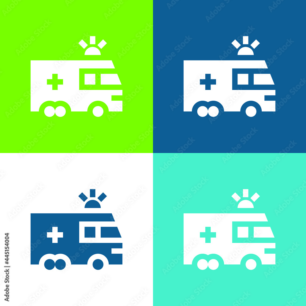 Ambulance Flat four color minimal icon set Ambulance Flat four color minimal icon set
