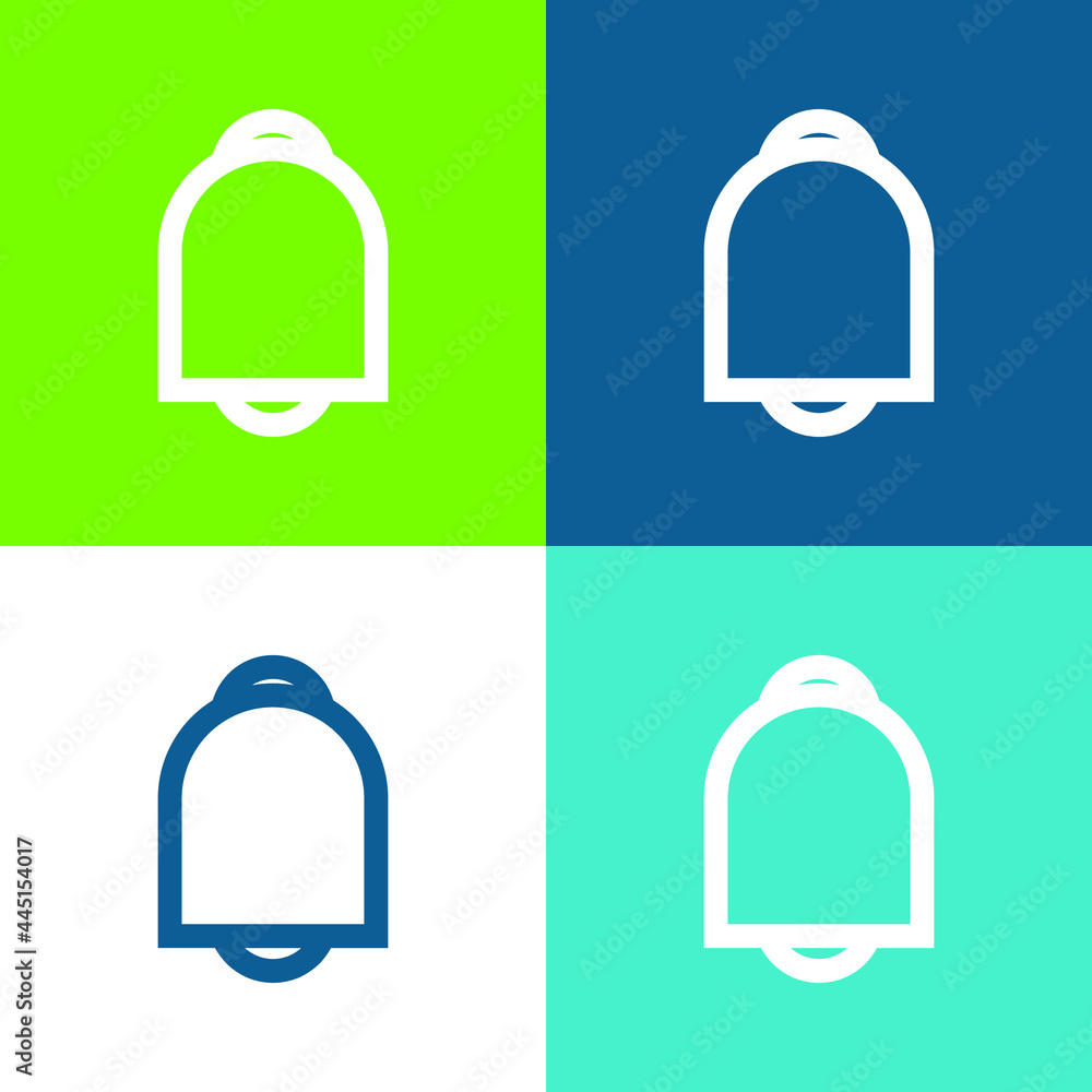 Bell Outline Flat four color minimal icon set Bell Outline Flat four color minimal icon set