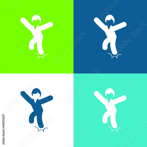 Ankle Sprain Flat four color minimal icon set