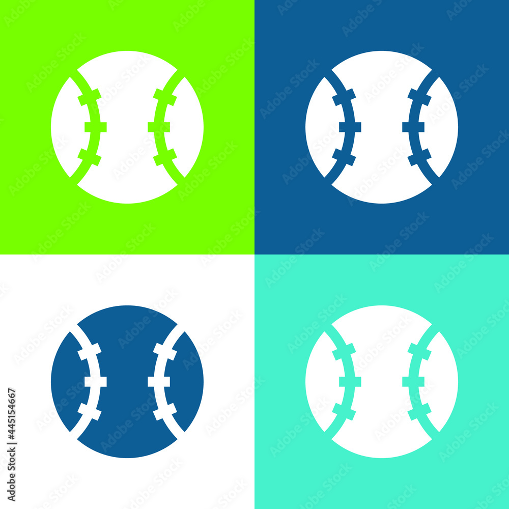 Obraz premium Baseball Flat four color minimal icon set