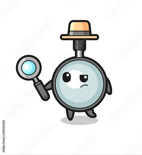 magnifying glass detective character is analyzing a case