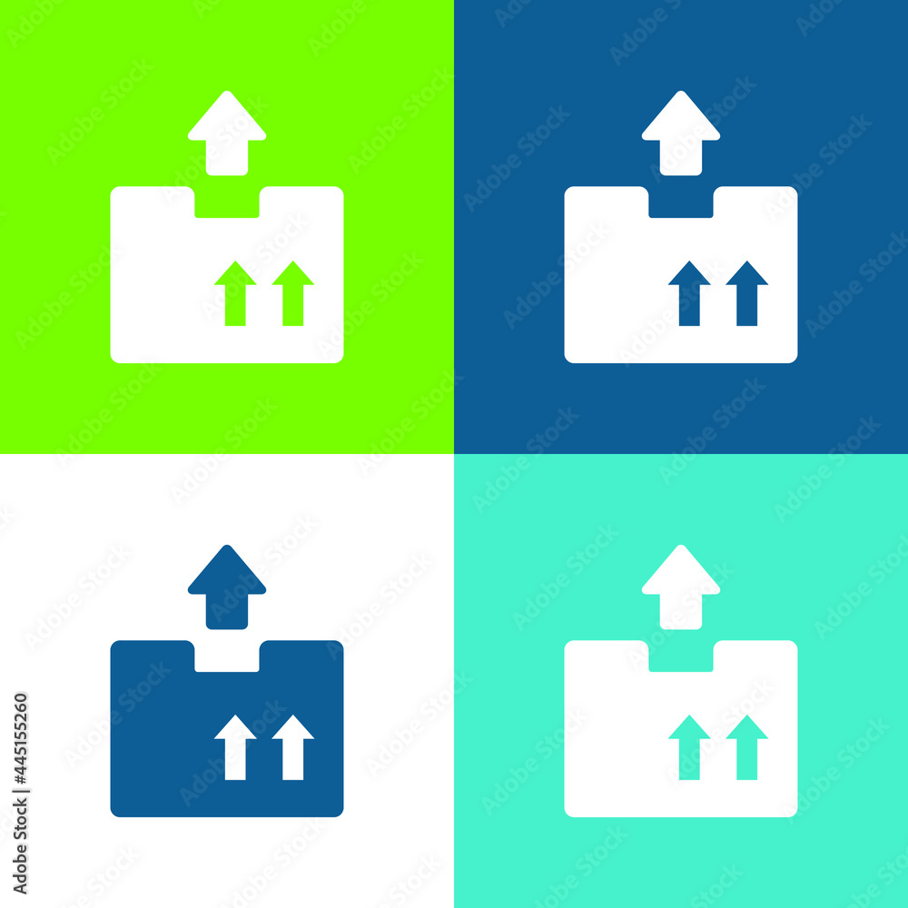 Box Flat four color minimal icon set Box Flat four color minimal icon set
