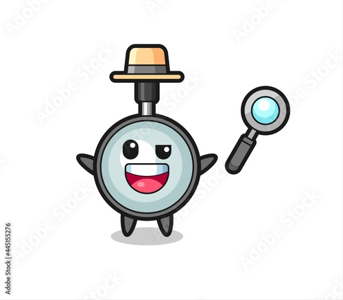 illustration of the magnifying glass mascot as a detective who manages to solve a case
