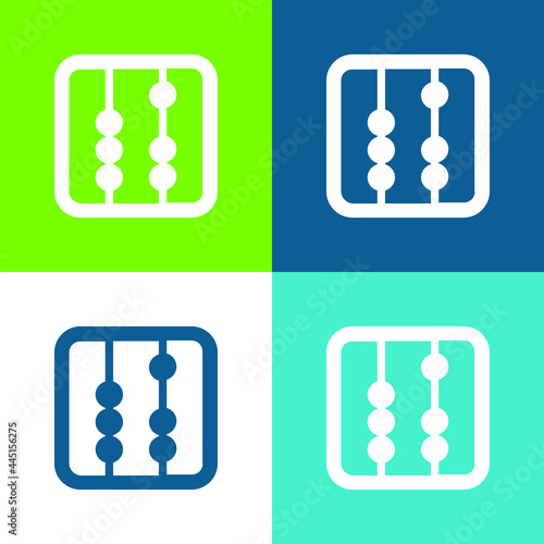 Abacus Tool Square Variant Flat four color minimal icon set