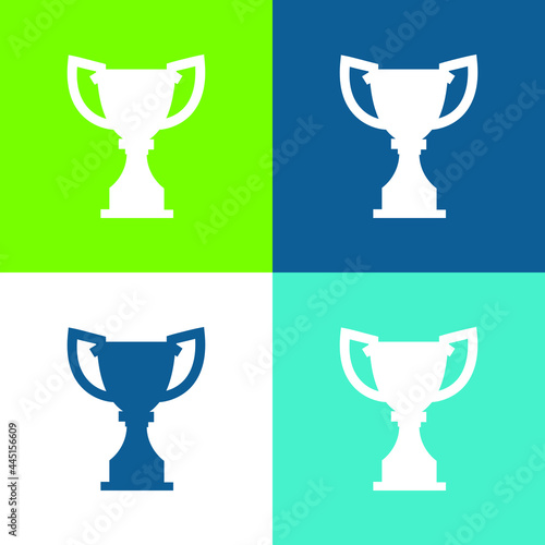 Award Trophy Silhouette Flat four color minimal icon set