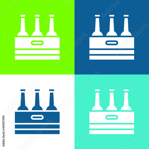 Beer Flat four color minimal icon set