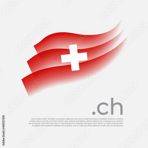 Switzerland flag watercolor. Colored stripes swiss flag on a white background. Vector stylized design of national poster with ch domain, place for text. State patriotic banner of switzerland, cover