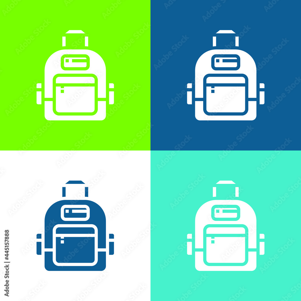 Backpack Flat four color minimal icon set Backpack Flat four color minimal icon set
