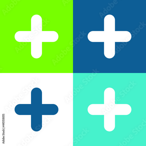 Addition Sign Flat four color minimal icon set