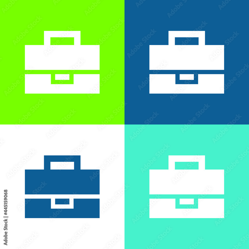 Black Briefcase Flat four color minimal icon set Black Briefcase Flat four color minimal icon set