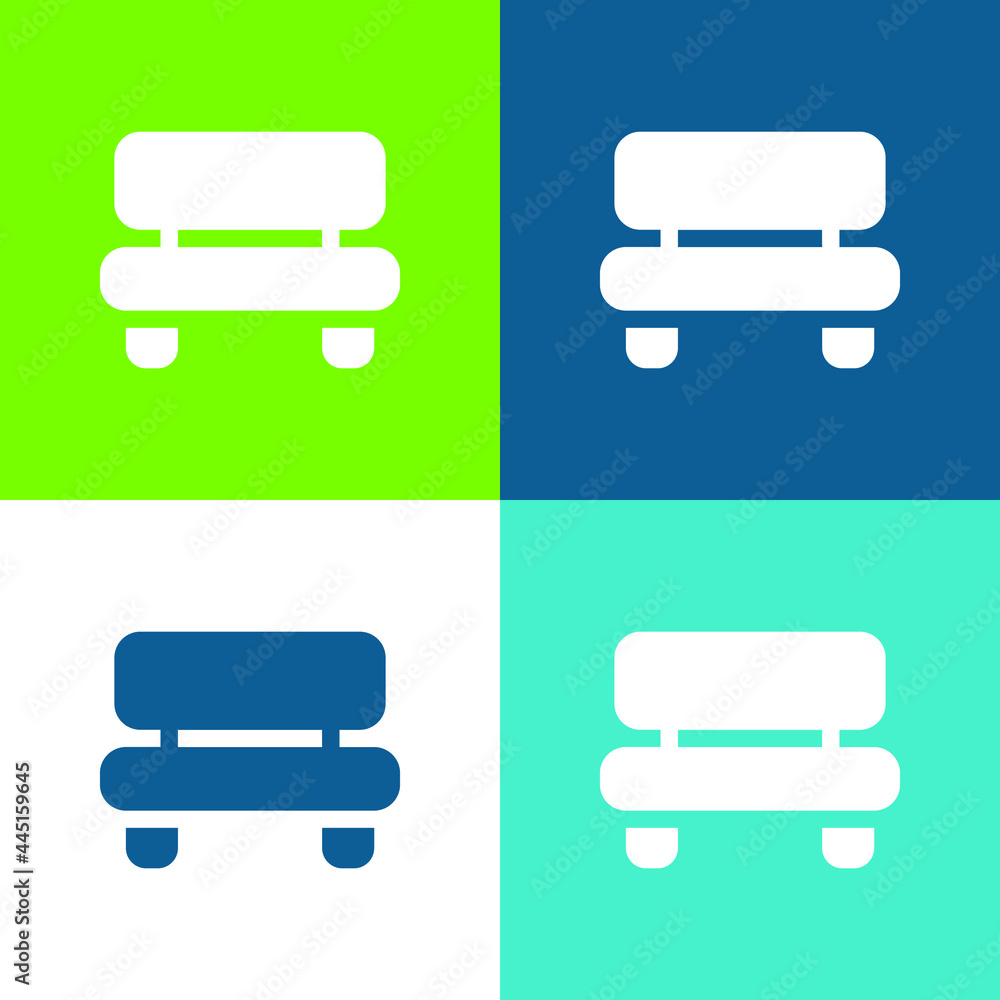 Bench Flat four color minimal icon set