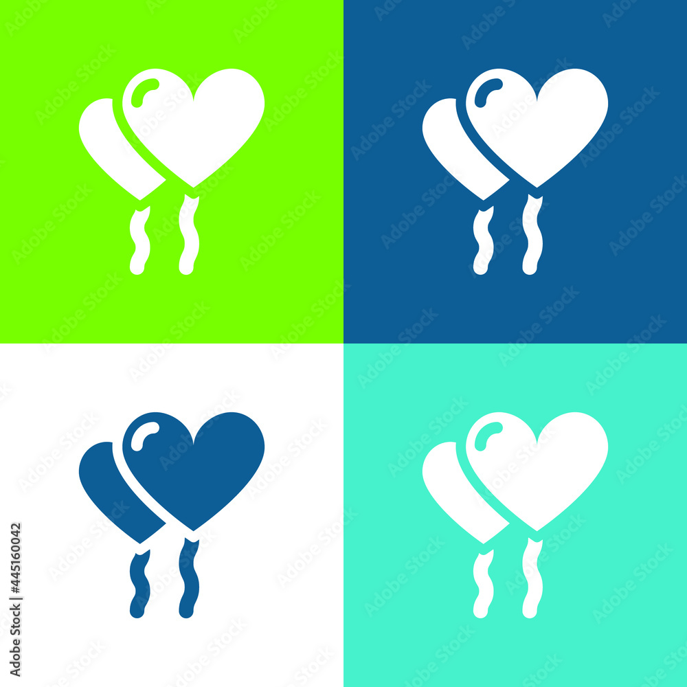 Balloons Flat four color minimal icon set Balloons Flat four color minimal icon set