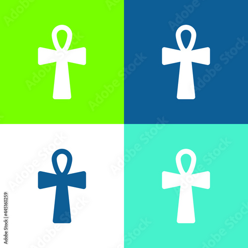 Ankh Cross Flat four color minimal icon set