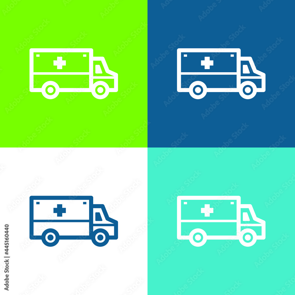 Ambulance Flat four color minimal icon set Ambulance Flat four color minimal icon set