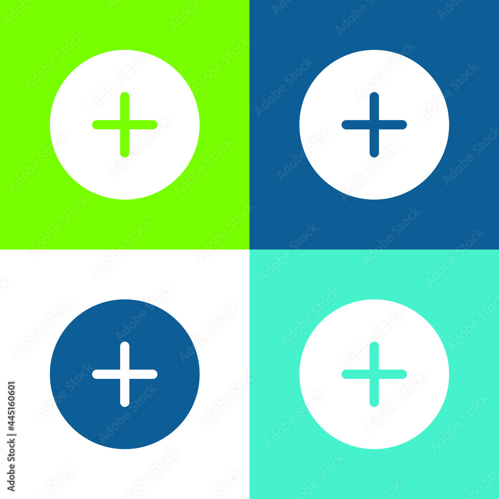 Add Black Circular Button Flat four color minimal icon set Add Black Circular Button Flat four color minimal icon set