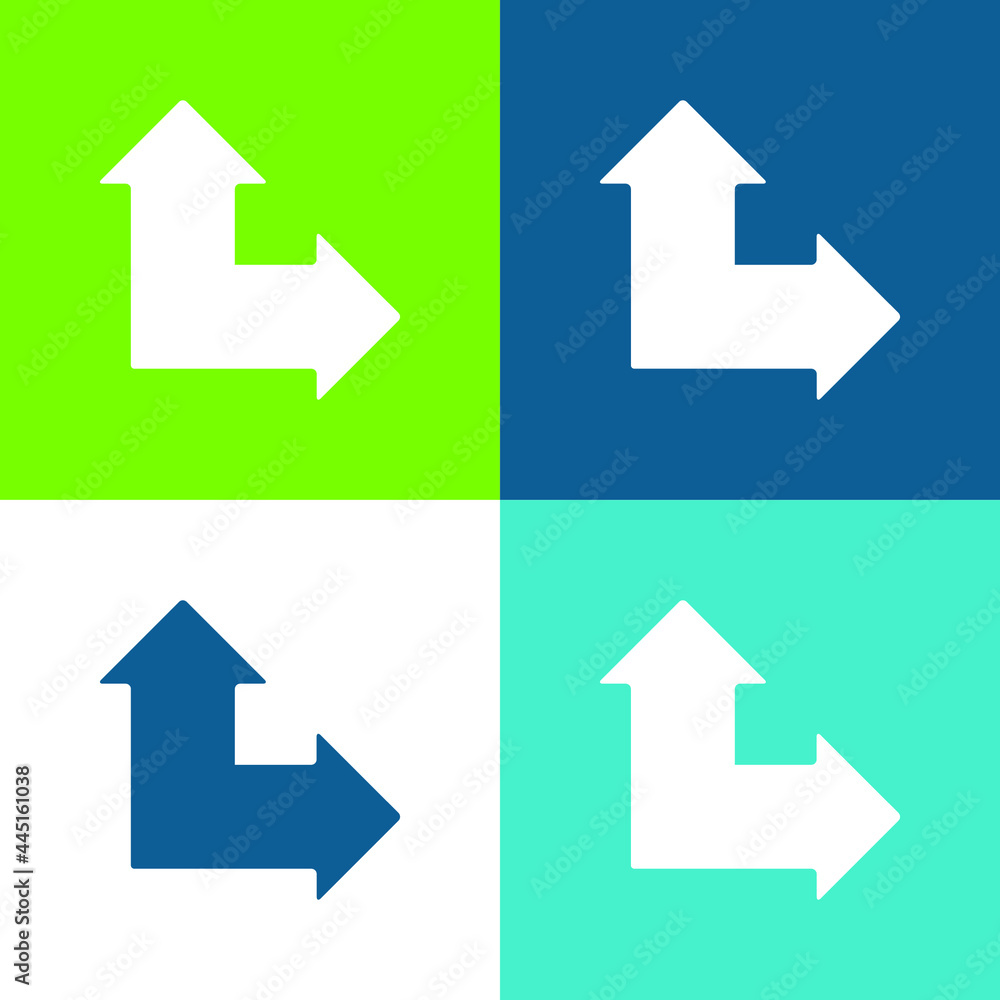 Arrows Angle Pointing Up And Right Flat four color minimal icon set Arrows Angle Pointing Up And Right Flat four color minimal icon set