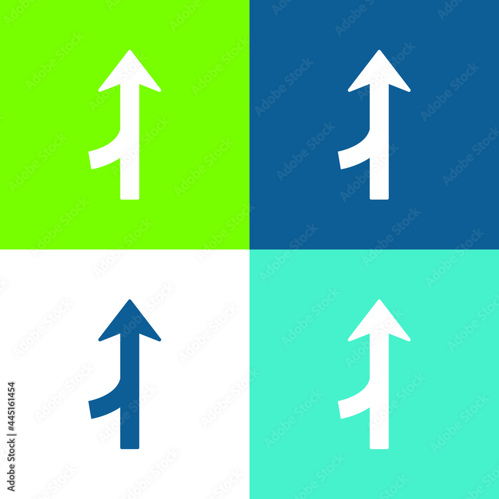 Arrow Merge Symbol Flat four color minimal icon set Arrow Merge Symbol Flat four color minimal icon set