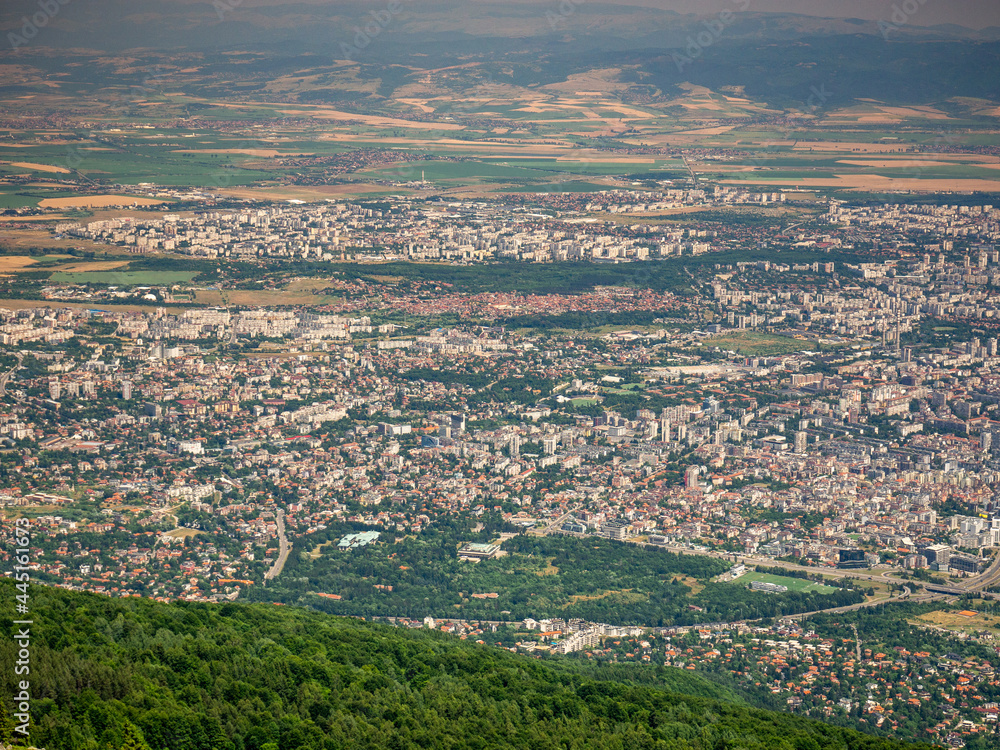 view of bulgarian capital sofia from vitosha mountain