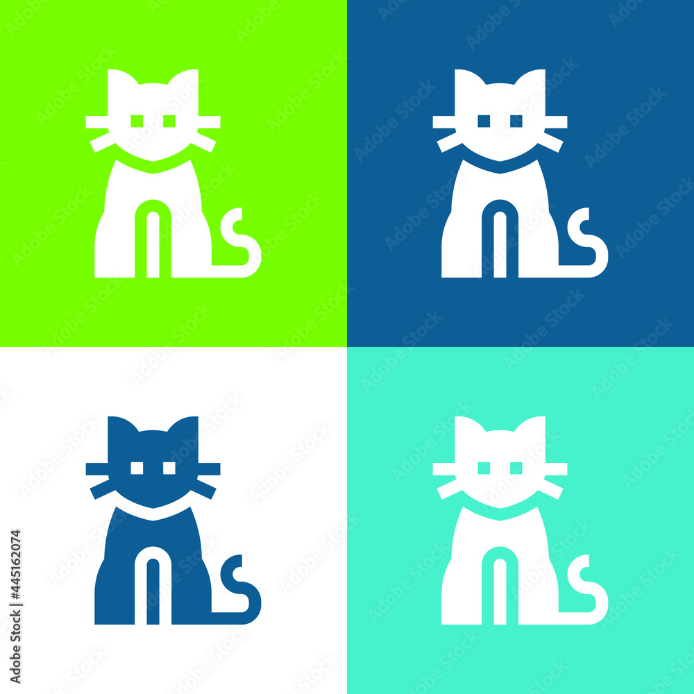 Black Cat Flat four color minimal icon set