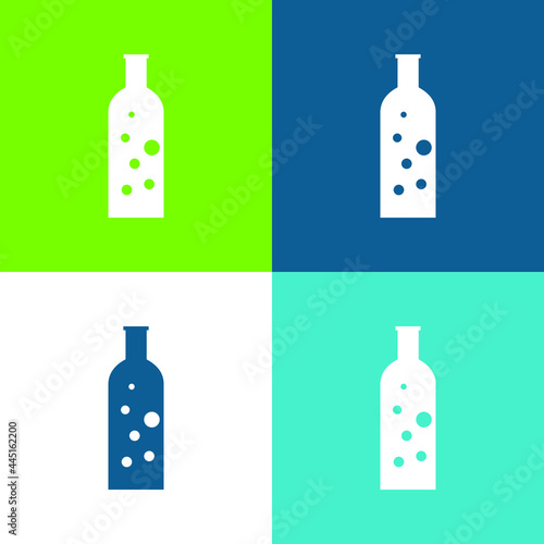 Bottle With Bubbles Flat four color minimal icon set