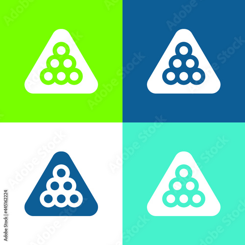 Billiard Flat four color minimal icon set