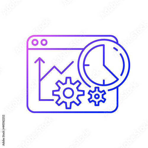 Time analysis gradient linear vector icon. Business management strategy. Dashboard presentation with project data. Thin line color symbols. Modern style pictogram. Vector isolated outline drawing