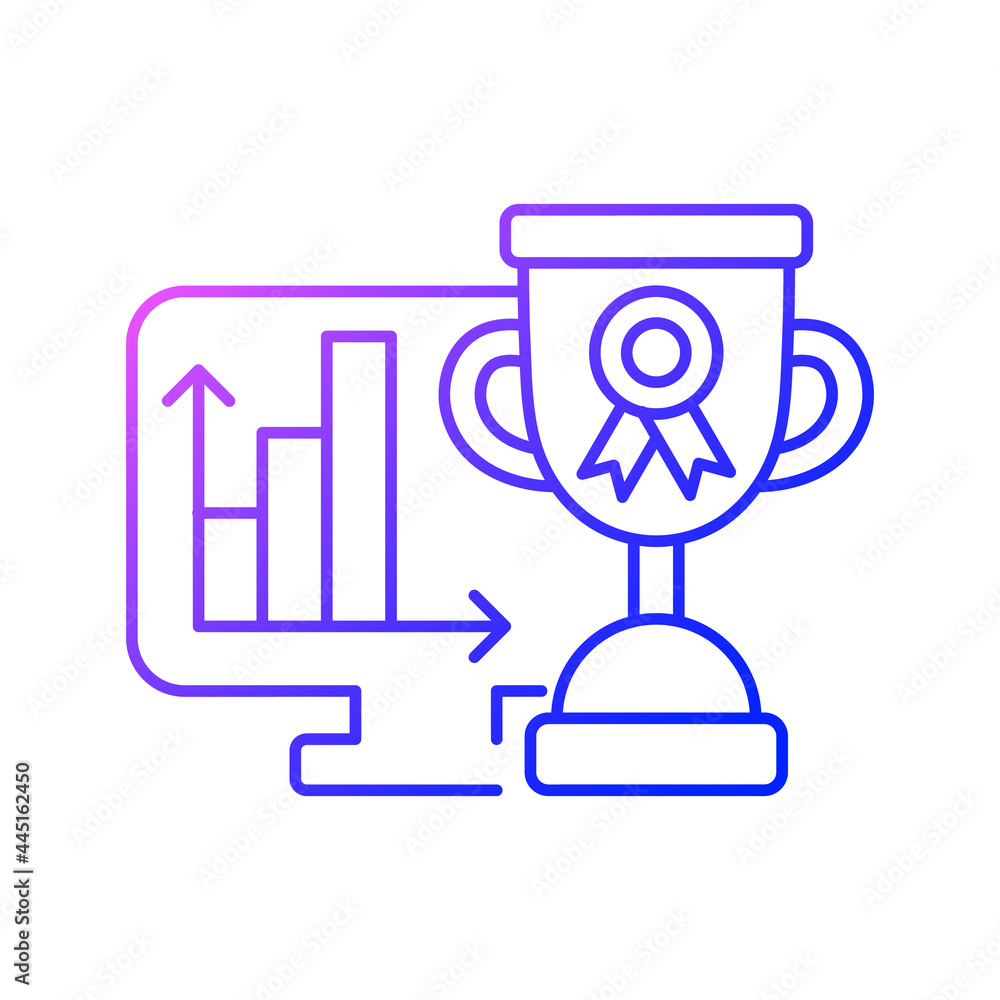 Fototapeta premium Performance evaluation gradient linear vector icon. Assessment for business project. Work monitoring tools. Thin line color symbols. Modern style pictogram. Vector isolated outline drawing